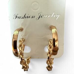 Gold tone braided hoop and